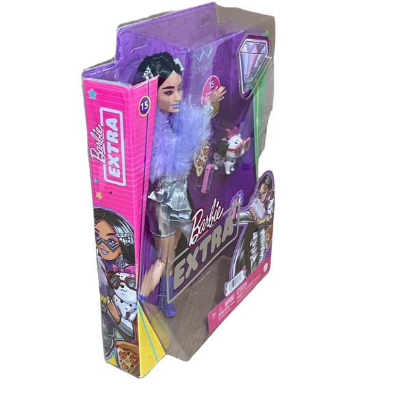 Barbie Extra Fashion Doll #15 Very Long Black Straight Hair & Dalmatian Pup NEW! - Picture 2 of 4